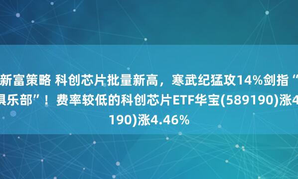 新富策略 科创芯片批量新高，寒武纪猛攻14%剑指“万亿俱乐部”！费率较低的科创芯片ETF华宝(589190)涨4.46%